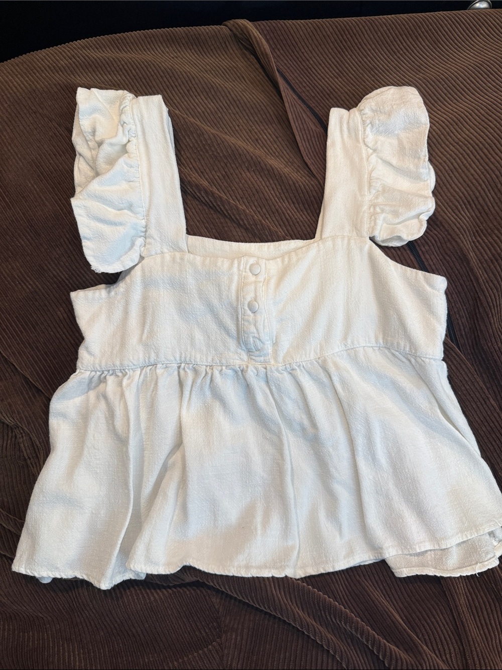 White Ruffle Strap Peplum Camisole
